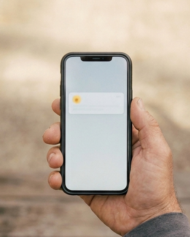 An Australian tradie's hand holding a phone — three Rigup lead notifications popping out from the screen